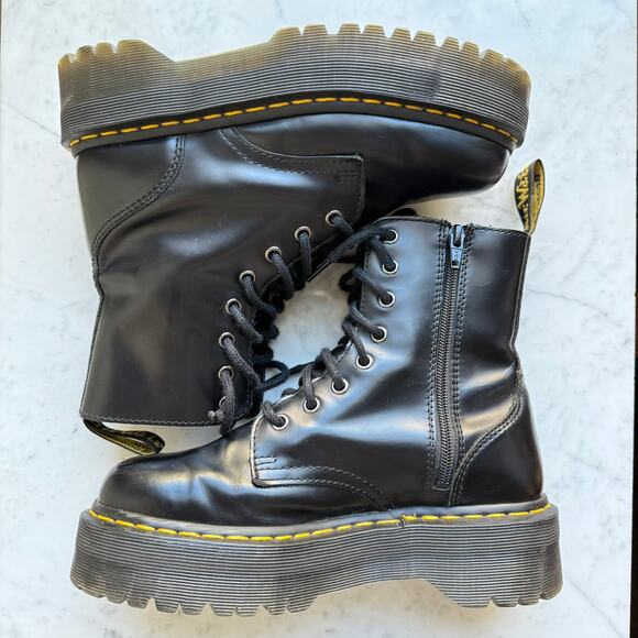 Dr. Martens Jadon Black Leather Platform Combat Boots – Women’s 8 - Picture 6 of 10